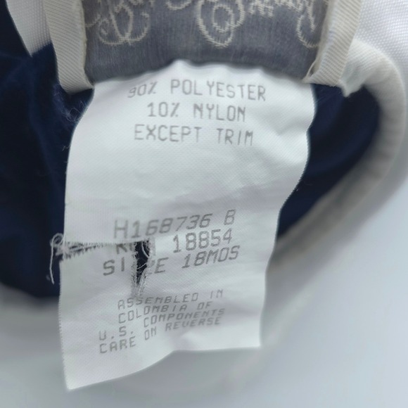 Vintage Rare Editions Bubble Romper Girls Blue Velvet Lace Peter Pan Collar 18M - Picture 5 of 7